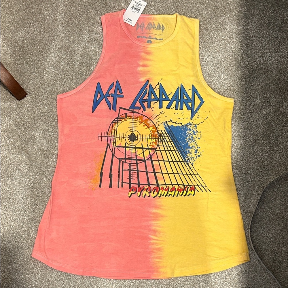 Buckle Women's Def Leppard Pyromania Pink and Yellow Tank Top